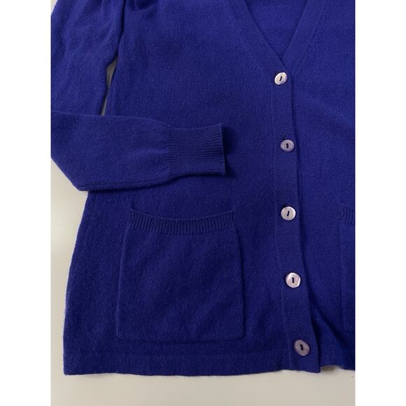 Women's Autumn Cashmere Cardigan Sweater Split Back Blue Size S Lightweight - Picture 3 of 5